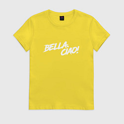 Футболка хлопковая женская БУМАЖНЫЙ ДОМ, BELLA CIAO!, цвет: желтый