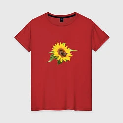 Женская футболка Бабочка на цветке подсолнуха