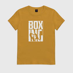 Футболка хлопковая женская Boxing бой, цвет: горчичный