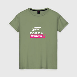 Футболка хлопковая женская Forza Horizon 5 Logo white, цвет: авокадо