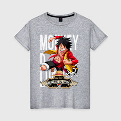 Футболка хлопковая женская One Piece Monkey Большой Куш Манки, цвет: меланж