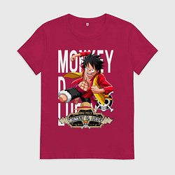 Футболка хлопковая женская One Piece Monkey Большой Куш Манки, цвет: маджента