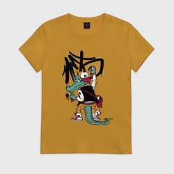 Женская футболка Крокодил рисует граффити