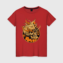 Женская футболка Череп в огне!