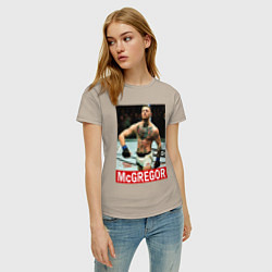 Футболка хлопковая женская Конор МакГрегор McGregor, цвет: миндальный — фото 2