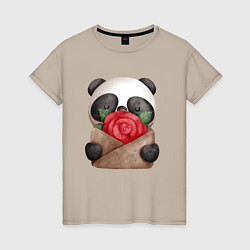 Женская футболка Панда с валентинкой 14 февраля