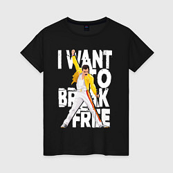 Футболка хлопковая женская Queen I want to break free, цвет: черный