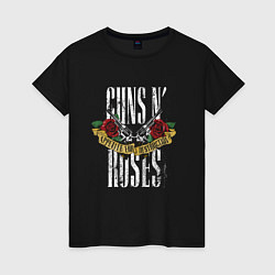 Футболка хлопковая женская Guns N Roses Рок группа, цвет: черный