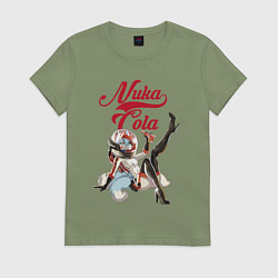 Футболка хлопковая женская Fallout Nuka Cola Furry Poster, цвет: авокадо