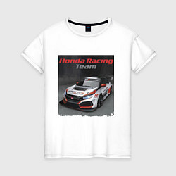 Футболка хлопковая женская Honda Motorsport Racing Team, цвет: белый