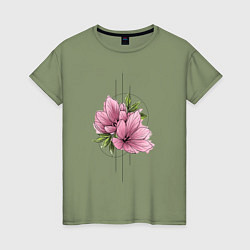 Женская футболка Акварельный розовой цветок