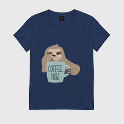 Женская футболка Ленивец с кофе