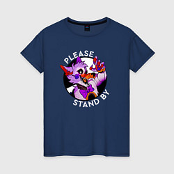 Футболка хлопковая женская Please Stand By Foxy, цвет: тёмно-синий
