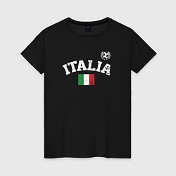 Футболка хлопковая женская Футбол Италия, цвет: черный