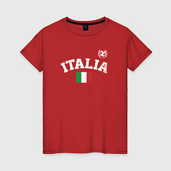 Футболка хлопковая женская Футбол Италия, цвет: красный