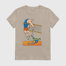 Женская футболка Мощный волейбольный удар