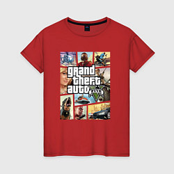 Футболка хлопковая женская GTA V Logos, цвет: красный