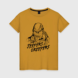 Футболка хлопковая женская Line Jeepers Creepers, цвет: горчичный