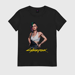 Футболка хлопковая женская Cyberpunk 2077 - Judy, цвет: черный