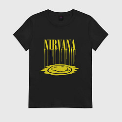 Футболка хлопковая женская Nirvana Логотип Нирвана, цвет: черный