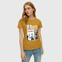 Футболка хлопковая женская Asta art, цвет: горчичный — фото 2