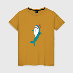 Футболка хлопковая женская Акула из IKEA, цвет: горчичный
