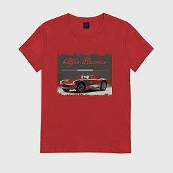 Футболка хлопковая женская Alfa Romeo Retro, цвет: красный