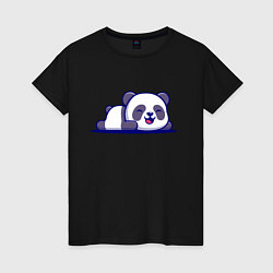 Футболка хлопковая женская Милашка панда Cutie panda, цвет: черный