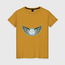 Футболка хлопковая женская Volleyball Wings, цвет: горчичный