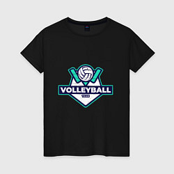 Футболка хлопковая женская Volleyball - Club, цвет: черный