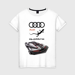 Футболка хлопковая женская Audi quattro Concept Design, цвет: белый