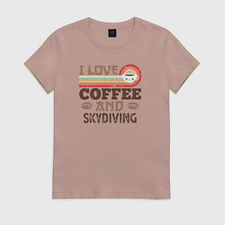 Женская футболка Я люблю кофе и прыжки с парашутом