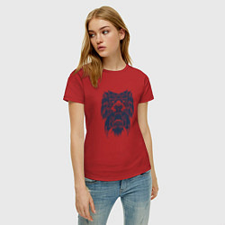 Футболка хлопковая женская Черный лев тату, цвет: красный — фото 2