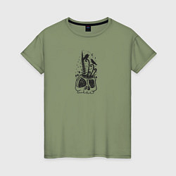 Женская футболка Череп, Папоротник и Вороны