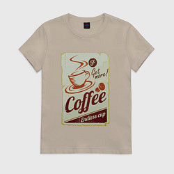 Футболка хлопковая женская Coffee Cup Retro, цвет: миндальный