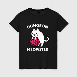 Футболка хлопковая женская Dungeon Meowster, цвет: черный