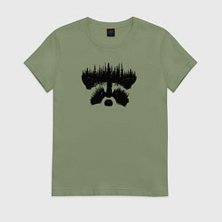 Футболка хлопковая женская Енот и Лес, цвет: авокадо