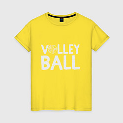 Футболка хлопковая женская Спорт Волейбол, цвет: желтый