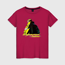 Футболка хлопковая женская Cyberpunk Edgerunners, цвет: маджента