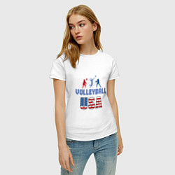 Футболка хлопковая женская USA - Volleyball, цвет: белый — фото 2