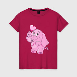 Футболка хлопковая женская Розовый слонёнок, цвет: маджента