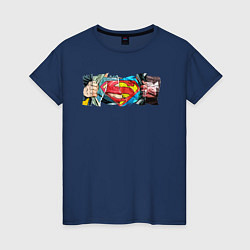 Футболка хлопковая женская Знак Супермена, цвет: тёмно-синий