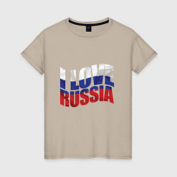 Футболка хлопковая женская Love - Russia, цвет: миндальный