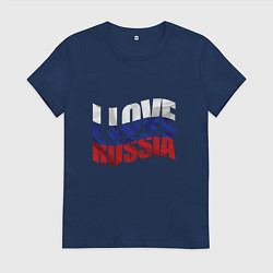 Футболка хлопковая женская Love - Russia, цвет: тёмно-синий