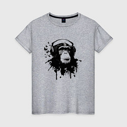 Женская футболка Шимпанзе-меломан