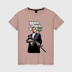 Футболка хлопковая женская GTA 5 Mafia, цвет: пыльно-розовый