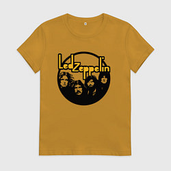 Футболка хлопковая женская Led Zeppelin Лед Зеппелин, цвет: горчичный