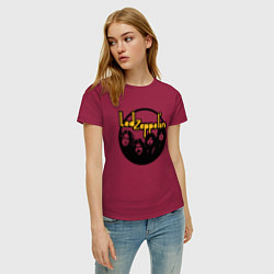 Футболка хлопковая женская Led Zeppelin Лед Зеппелин, цвет: маджента — фото 2