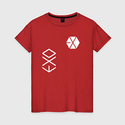 Футболка хлопковая женская Логотип группы exo, цвет: красный
