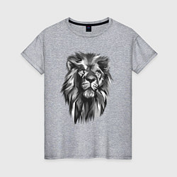Женская футболка Черно-белая голова льва
